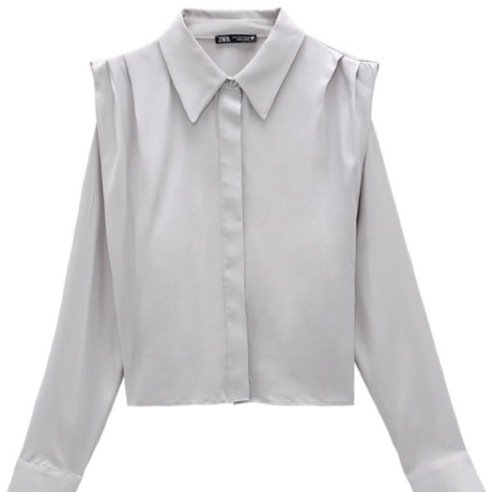 Zara Ruched Satin Effect shirt